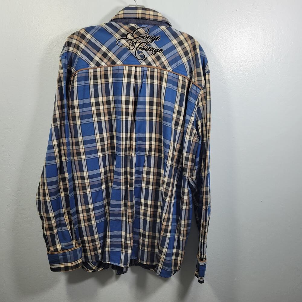 Coogi Heritage Men's Blue Plaid Button Up Shirt Size 2XL 3226-1296 - Picture 4 of 7